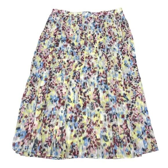 BANANA REPUBLIC Floral Pleated Midi Pull On Skirt Sz Small - Picture 2 of 5